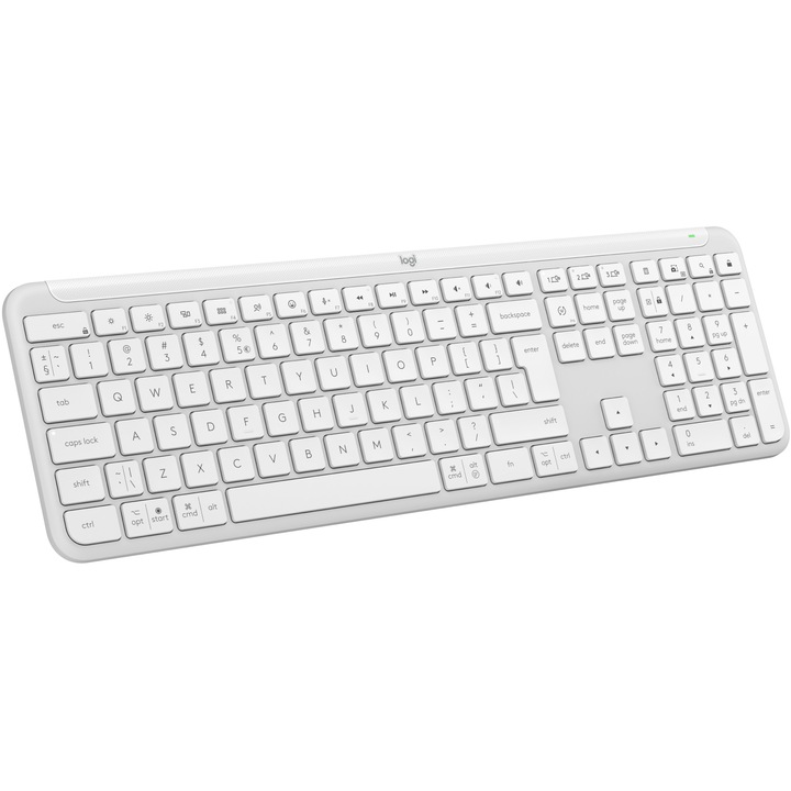 Безжична клавиатура Logitech Signature Slim K950, 2.4GHz&Bluetooh, Бял