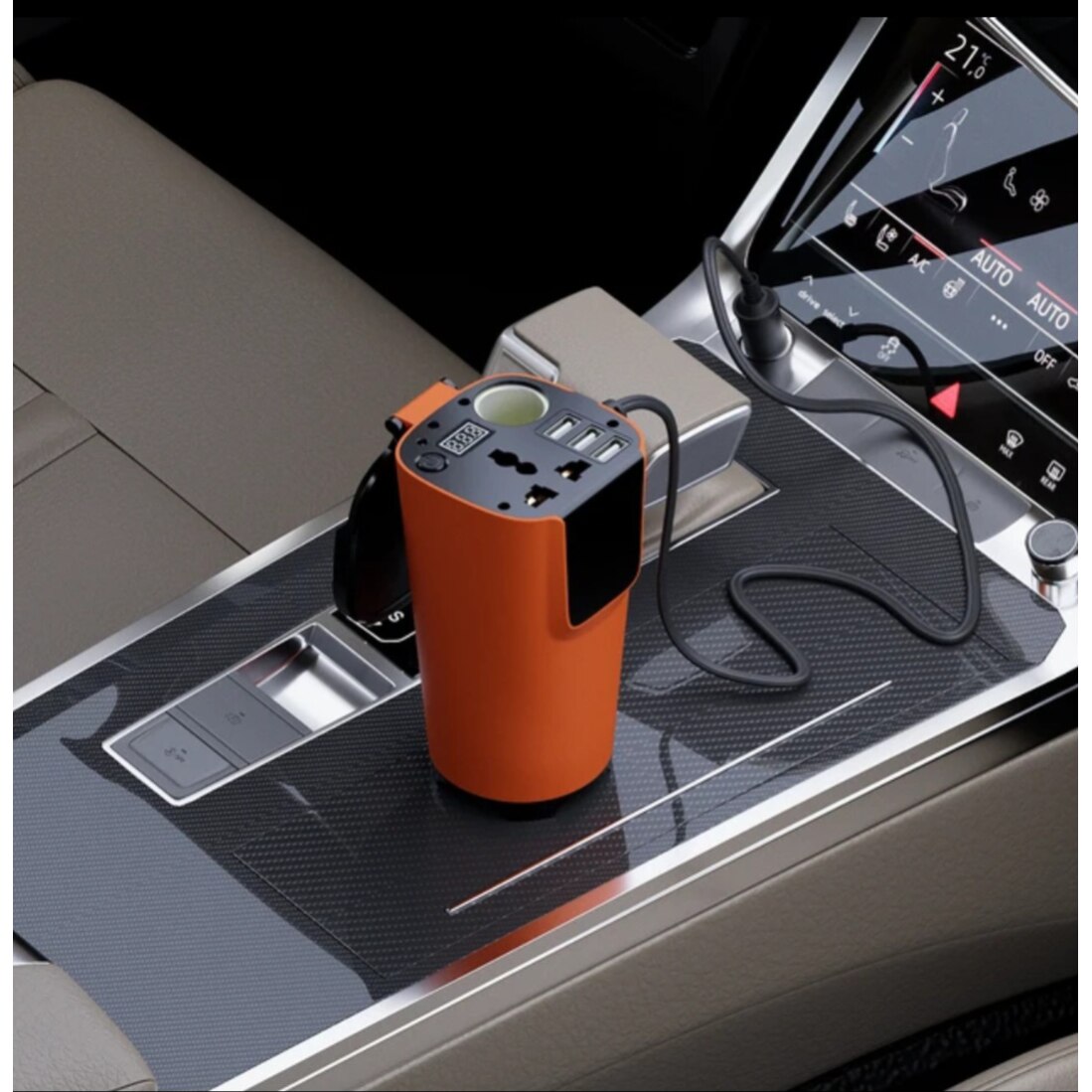 Автомобилен инвертор на напрежението, Dc/Ac 12v-24v/220v, 150w, оранжев ...