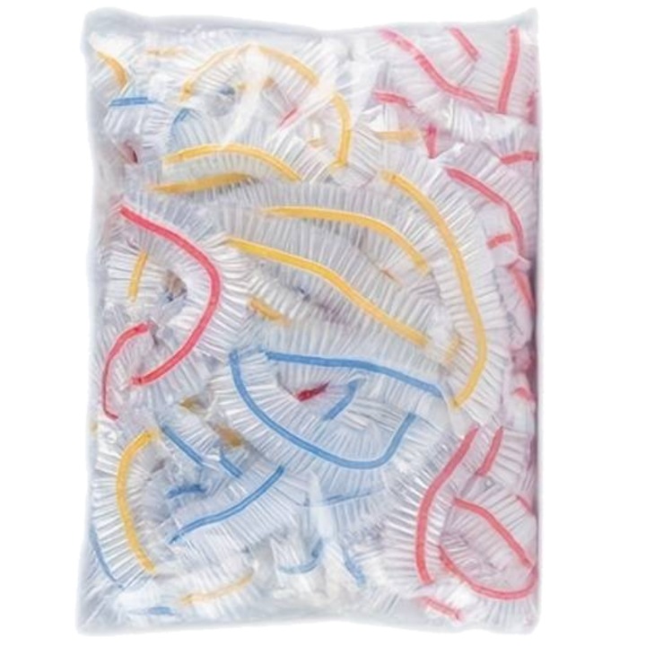 Set 100 Huse CCmax pentru Protectie Boluri si Alimente, 8 - 20 cm, Transparente din PVC cu elastic Multicolor, Universale