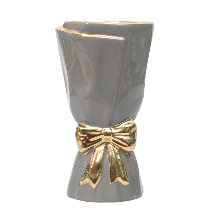 Vaza din ceramica, culoare gri, H 24 cm, B.S.P. / SL581_G