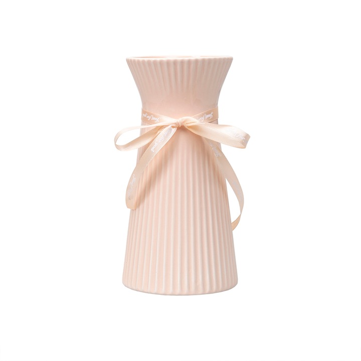 Vaza din ceramica, culoare somon, H 19 cm, B.S.P. / SL584_S