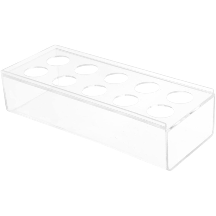 Акрилна поставка тип ваза за аранжировки от изкуствени или естествени цветя, с 10 места за стебла, правоъгълна, идеална за декориране на маси, сватби, у дома, прозрачна, 25 см