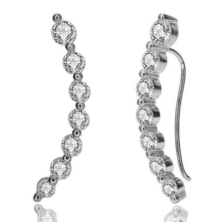 Cercei ear cuffs argint 925 Delis, JW674, model elegant, placat cu rodiu