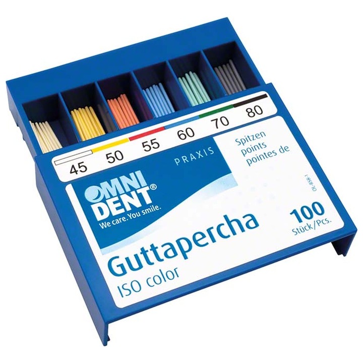 Papírcsúcs készlet, 45 - 80 gyökérkezeléshez ISO színkóddal, 100 db