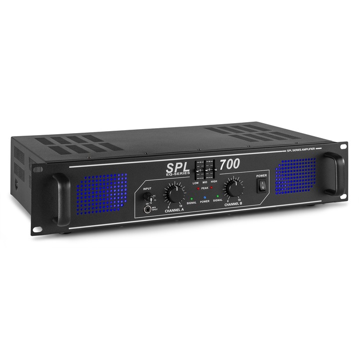 Усилвател с 2 канала, EQ, 2x350W, Skytec SPL700