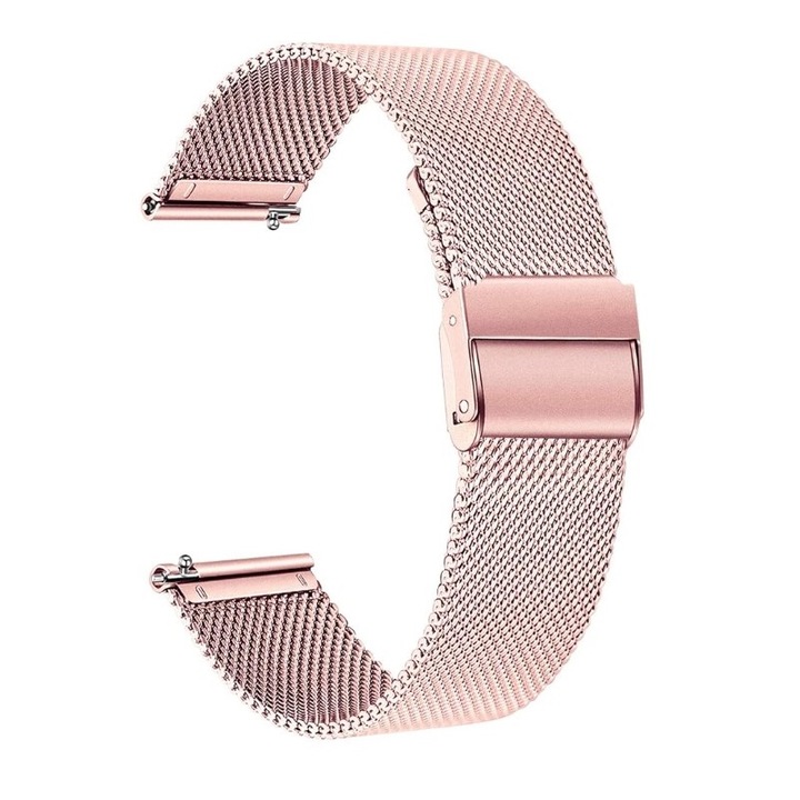 PHN Mag метална каишка с тип катарама, съвместима със смарт часовник Amazfit Pace, GTR, Samsung Gear S3, Galaxy Watch 46mm, Huawei GT3 46mm, 22mm, Quick Release, Pink