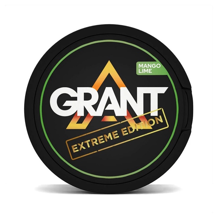 Pouch Grant cu nicotina - Extreme Mango Lime, 27 pliculete, 12.5 mg/pliculet cu nicotina, aroma mango si lime