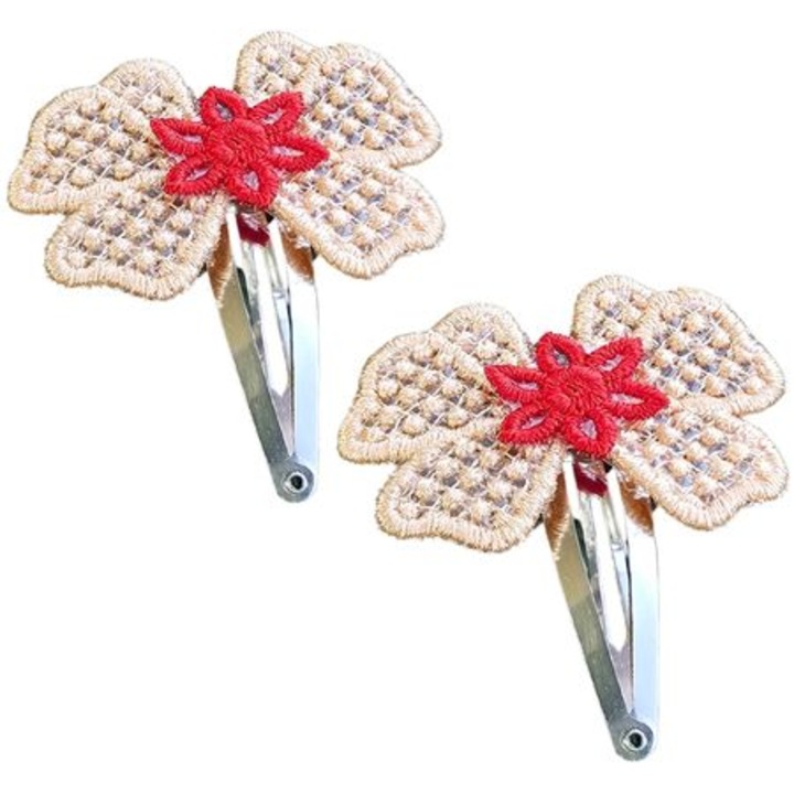Set 2 Clame Brodate Happy Natural, Ariale, multicolor