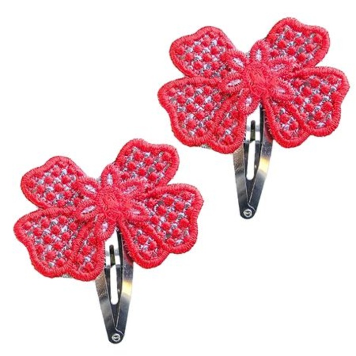 Set 2 Clame Brodate Happy All Red, Ariale, multicolor