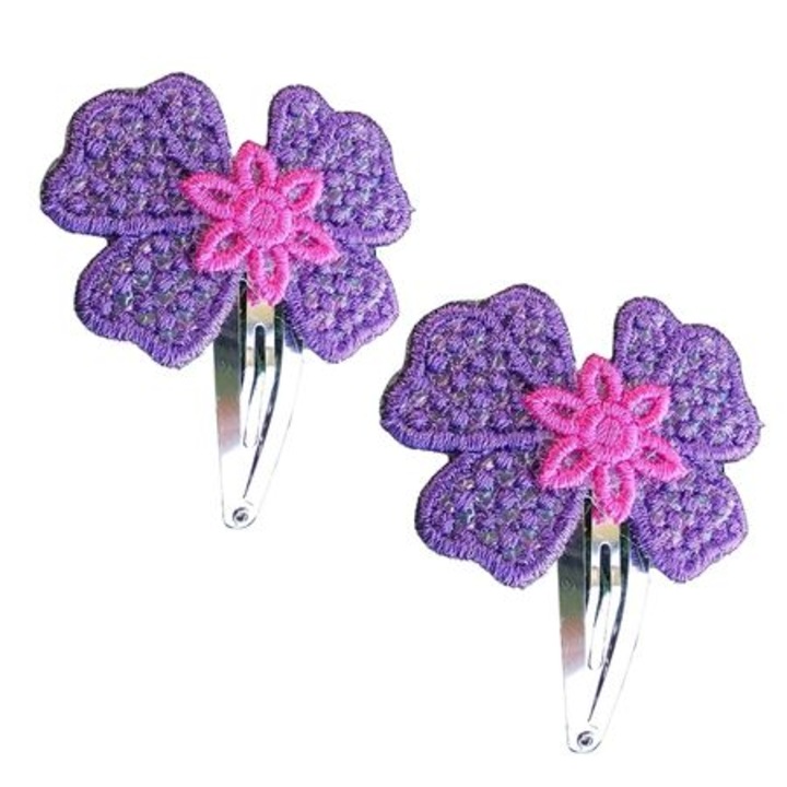 Set 2 Clame Brodate Happy Purple, Ariale, multicolor