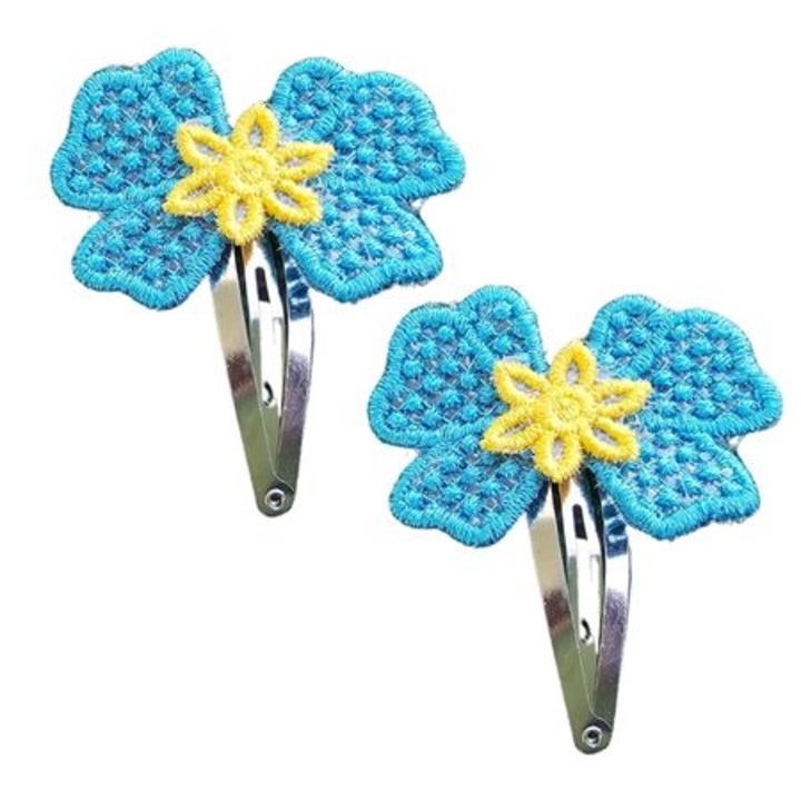 Set 2 Clame Brodate Happy Blue, Ariale, multicolor