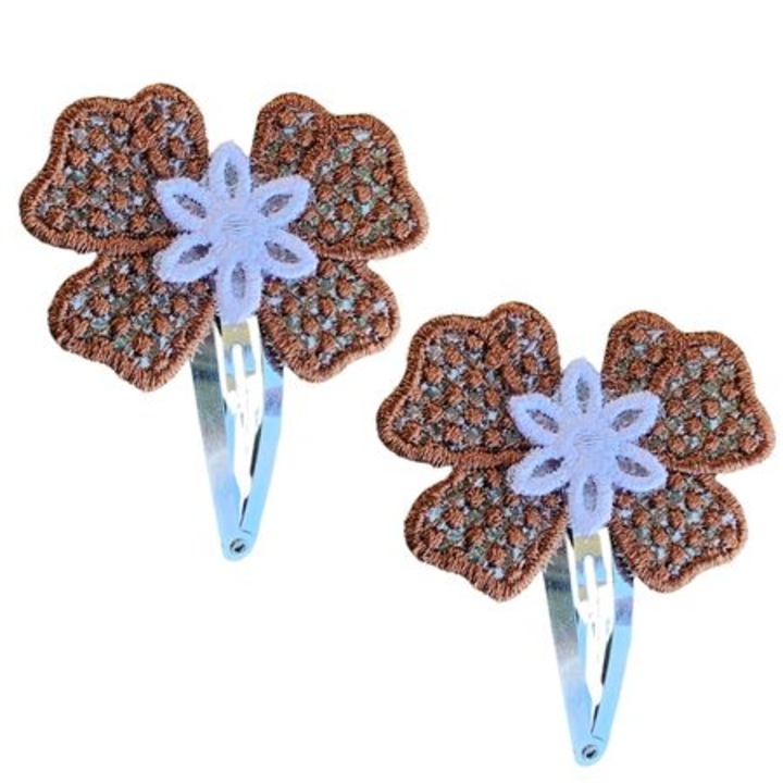 Set 2 Clame Brodate Happy Brown Mix, Ariale, multicolor