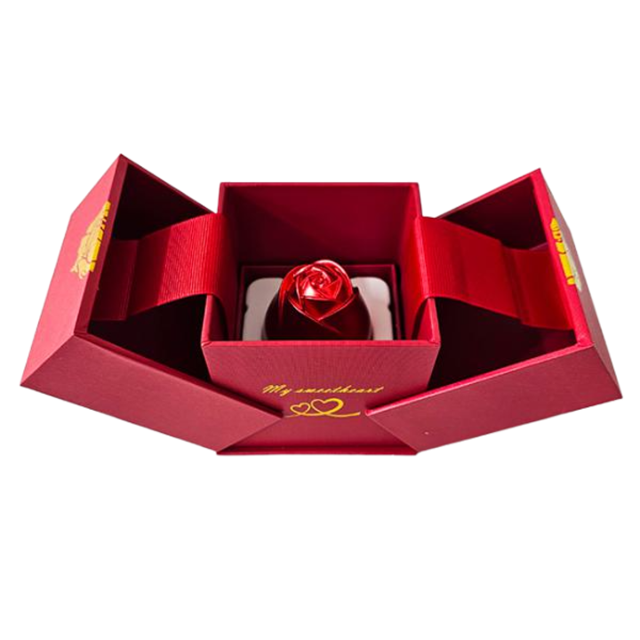 Cutie metalica eleganta Liftable Rose, cu suport ambalare accesorii de tip cadou, Rosu, VELVE
