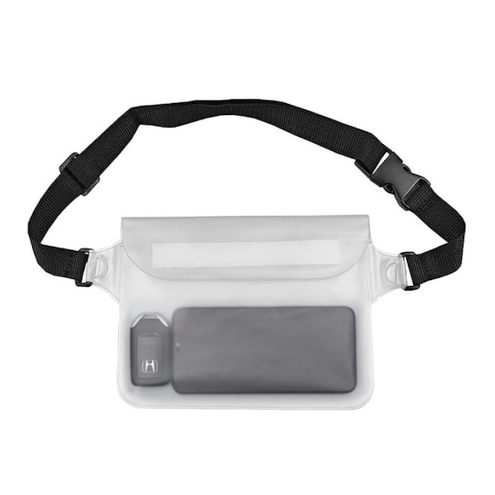 Víz alatti táska mobiltelefonhoz és tartozékokhoz, állítható öv, vízálló anyag, Átlátszó