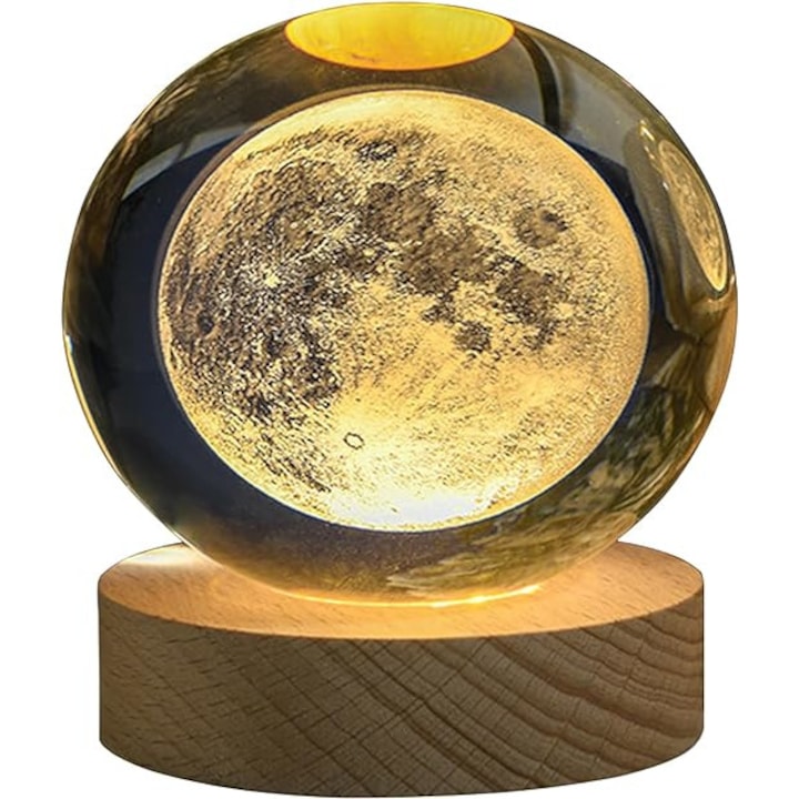 Sfera de sticla luminoasa, lampa decorativa - Luna, Lumaball