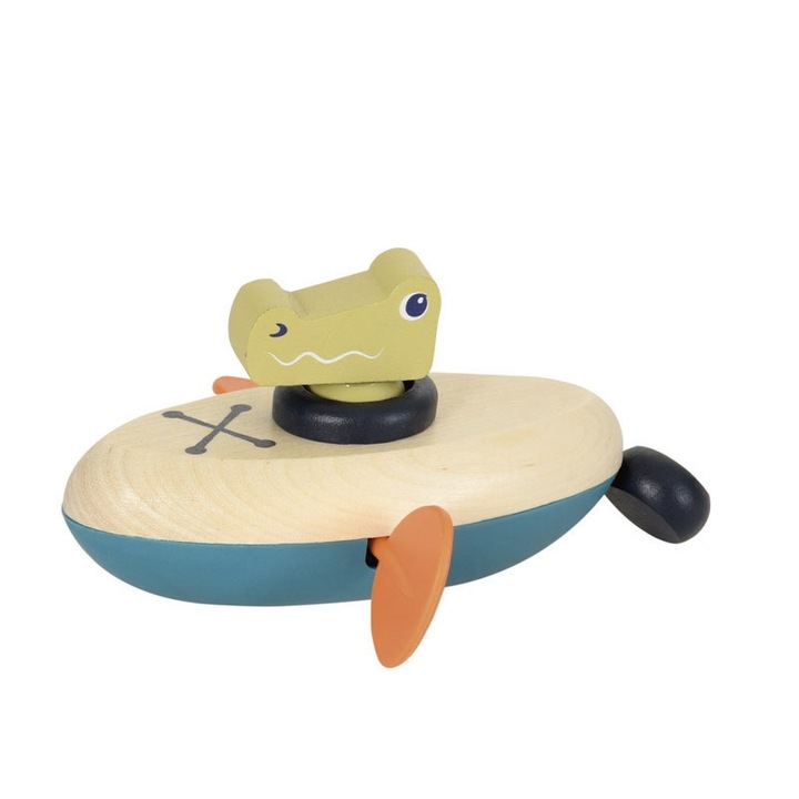 Fából készült fürdőjáték, Krokodil csónak, Egmont Toys, 13 cm