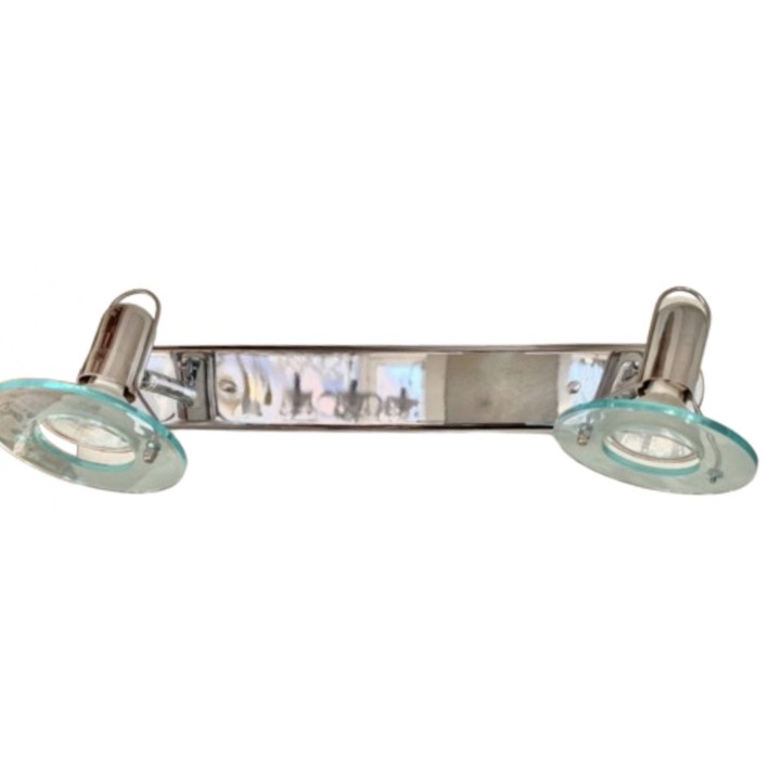Aplica Perete STR 10-232/2 CHROM G10 2x20W Baza Metal Chrom Spoturi Mobile cu Paravan Sticla Clar ORION