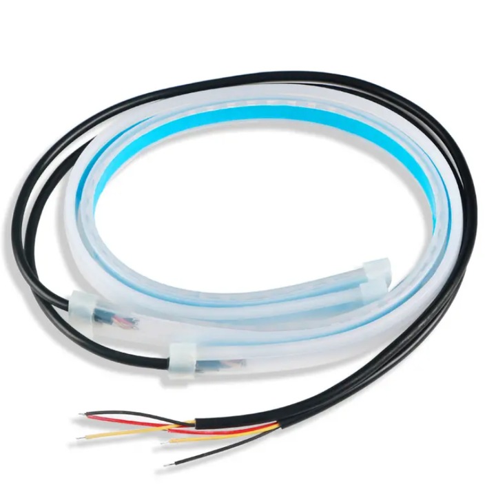 2 db 30 cm-es flexibilis LED csík készlet fényszórókhoz - fehér és sárga, BZRSH