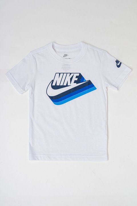 Nike, Tricou cu decolteu la baza gatului Gradient Futura, Alb optic