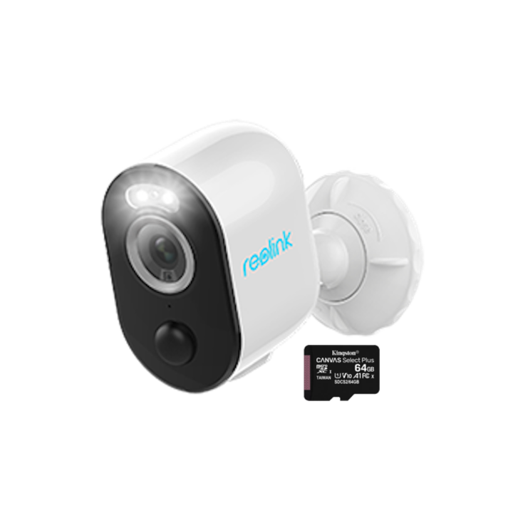 Pachet camera de supraveghere cu Card MicroSD 64 GB, Reolink Argus 3 PRO WIFI, rezolutie 2K