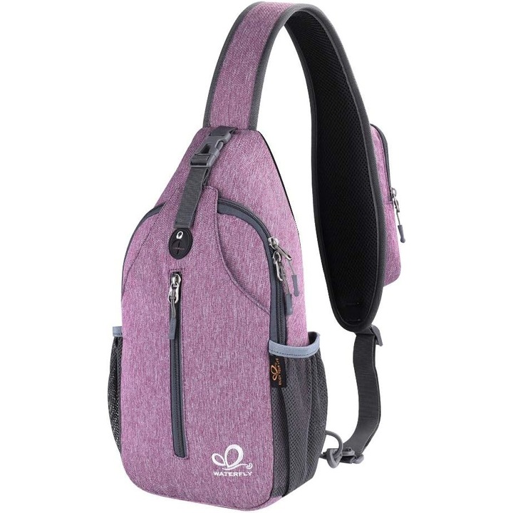 Geanta Crossbody pentru drumetii, Waterfly, Nylon, Violet