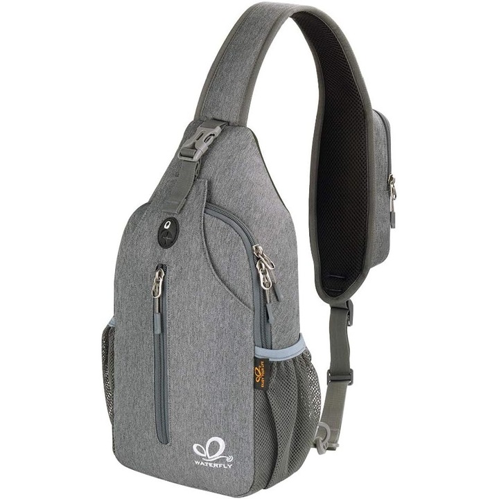 Geanta Crossbody pentru drumetii, Waterfly, Nylon, Gri