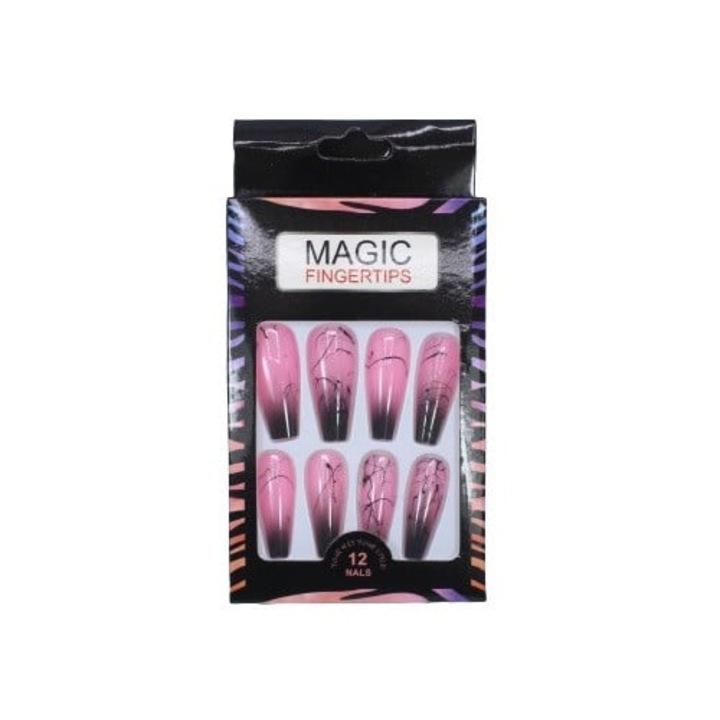 Set 12 Unghii False cu Aspect natural, Nail, Magic Fingertips, 03