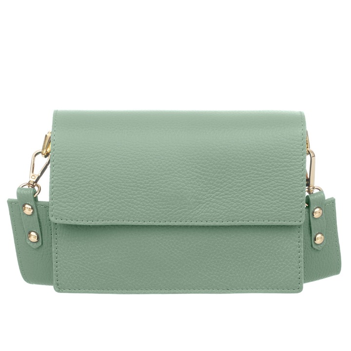 Női táska, Vezze, Természetes bőr, Zöld