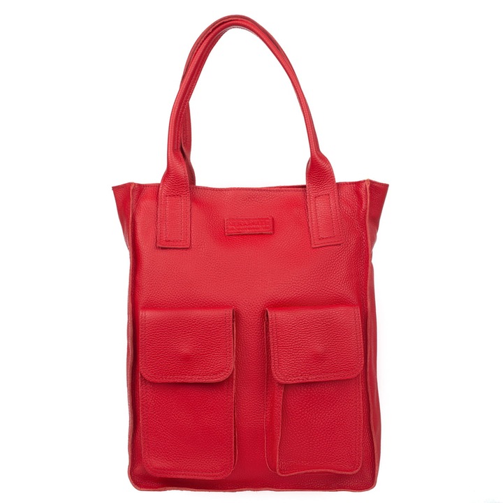 Női táska, Vezze, Természetes bőr, Piros