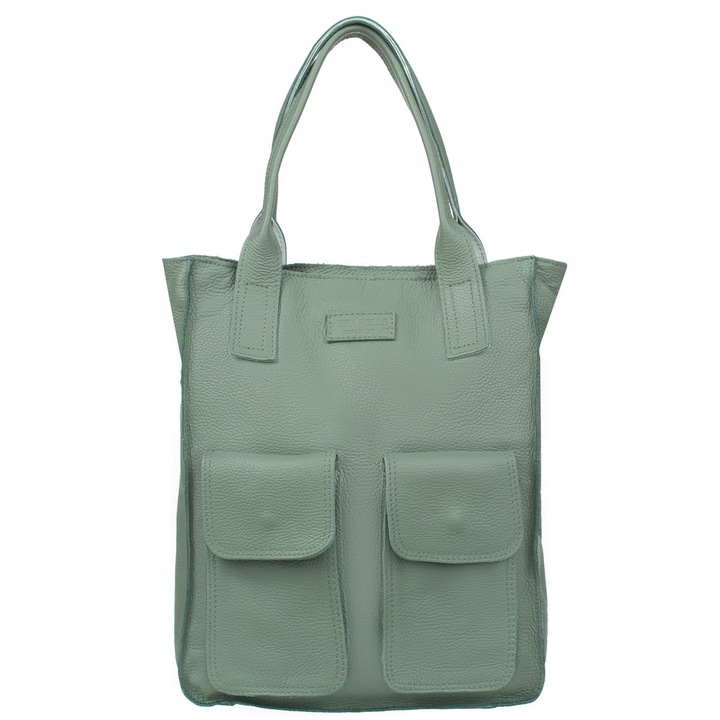 Női táska, Vezze, Természetes bőr, Zöld