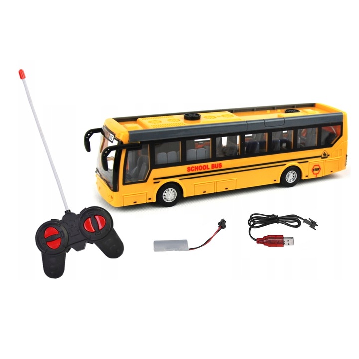 Autobuz cu telecomanda, incarcator si acumulator