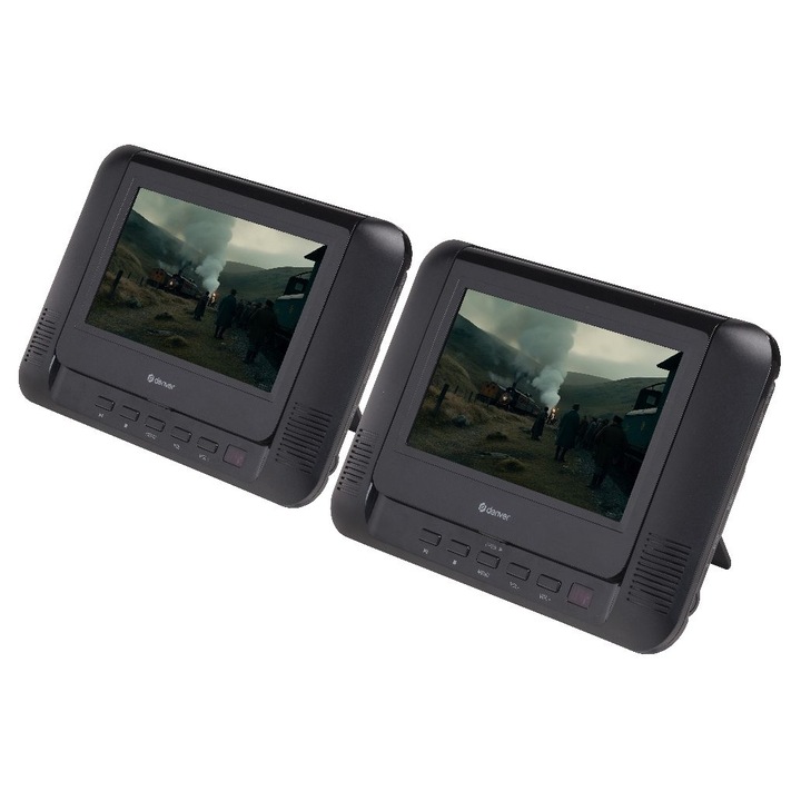 Комплект DVD плейър/LCD екран, DENVER, MTW-793, 7 инча екран, 25 x 4,5 x 17 см, черен