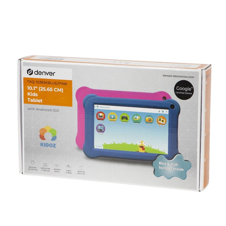 Denver TAQ-10383K tablet gyermekeknek, 10,1" kijelző, négymagos, többszínű