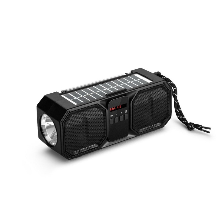 Boxe Portabile, DENVER, BTG-158, Bluetooth 5.0, Panou Solar, Lanterna, 19.5x8.5x6.5cm