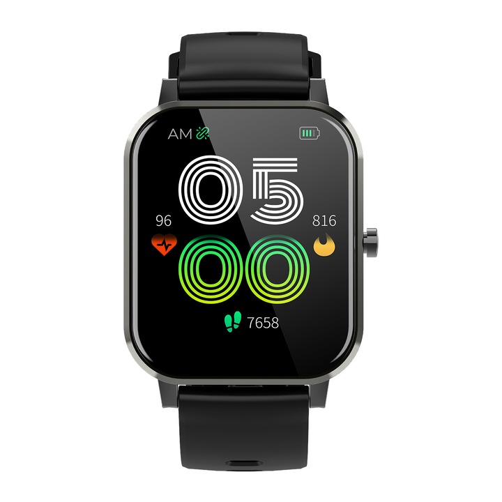 Smartwatch DENVER SW-181, IPS 1.7", Bluetooth 4.0, monitorizare cardiaca si somn, IP67, negru