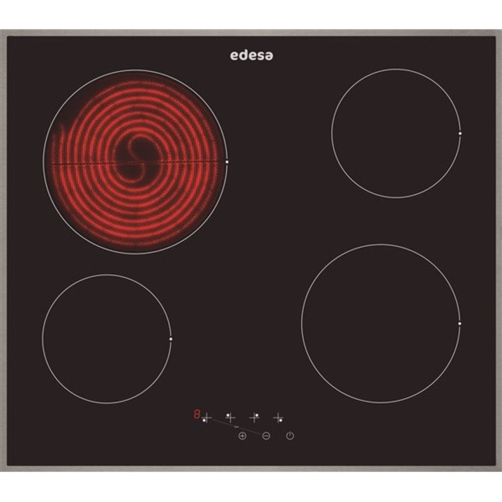 Стъклокерамичен плот Edesa EVT-6421 X, 60 см, 4 зони, 9 степени на мощност, Черен
