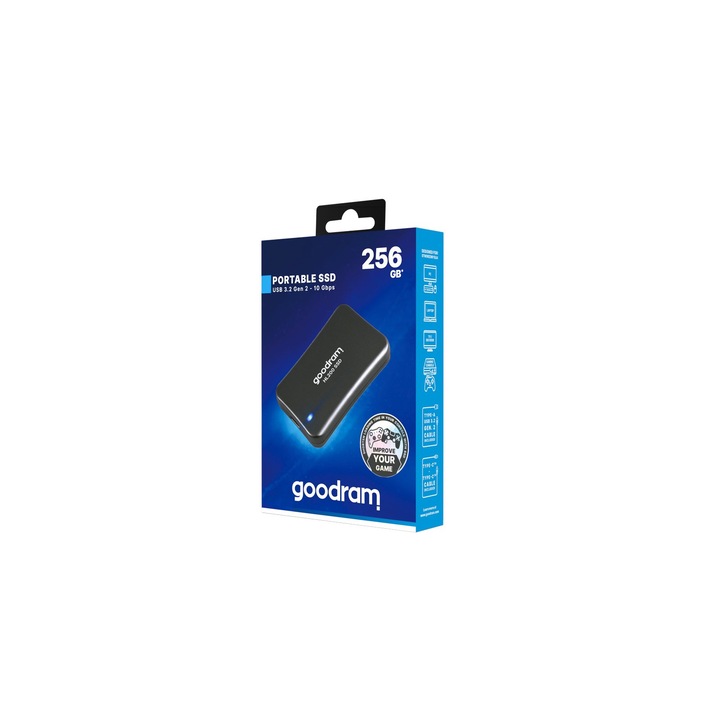 SSD GoodRam HL200, Външен, 256GB, USB 3.2 Gen 2, сив