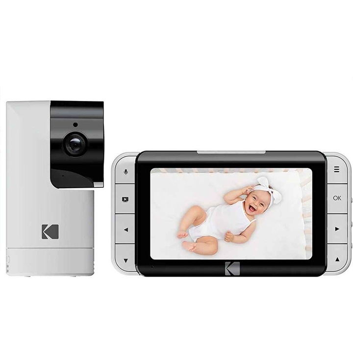Monitor video pentru bebelusi Kodak Cherish C525P, HD 5 inch, senzor temperatura, functie pan/tilt/zoom, multicolor