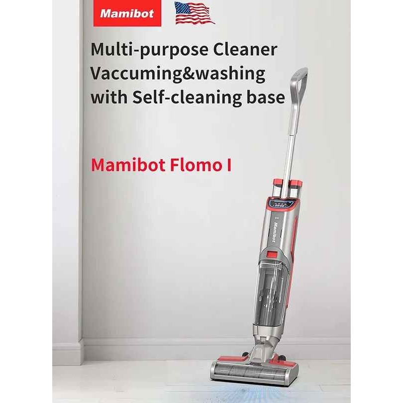 Aspirator Mamibot FLOMO I este un aspirator vertical cordless 2‑in‑1, care aspira si freaca simultan, 150 W, Filtru HEPA, Gri