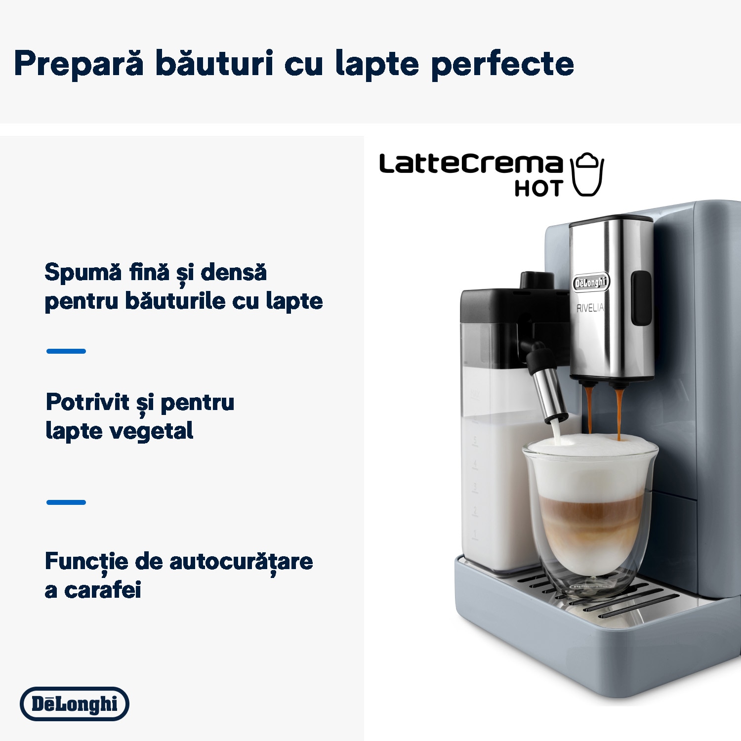 Espressor automat De’Longhi Rivelia EXAM440.55.G, 18 bauturi, 2 ...