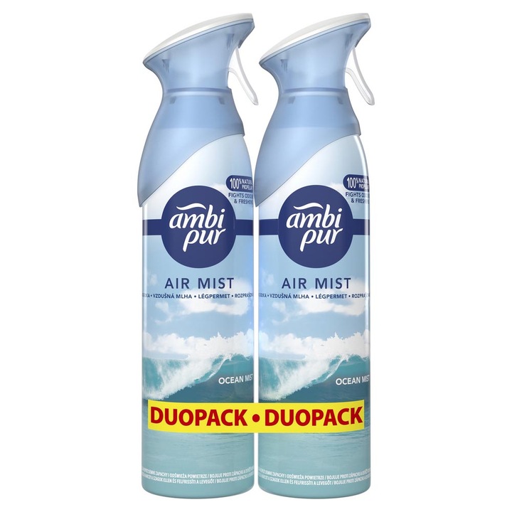 Odorizant Ambi Pur Spray, Ocean Mist, 2x185ml