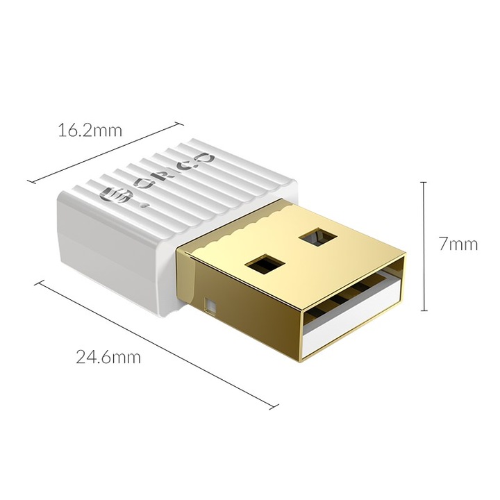 Orico vezeték nélküli adapter, Bluetooth 5.0, USB-A, fehér