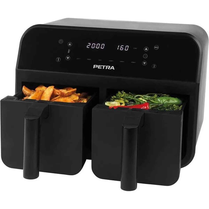 Friteuza cu aer cald Domo DO543FR, 8L, 1800W, termostat digital 80-220C, timer 60 min, vizor sticlă