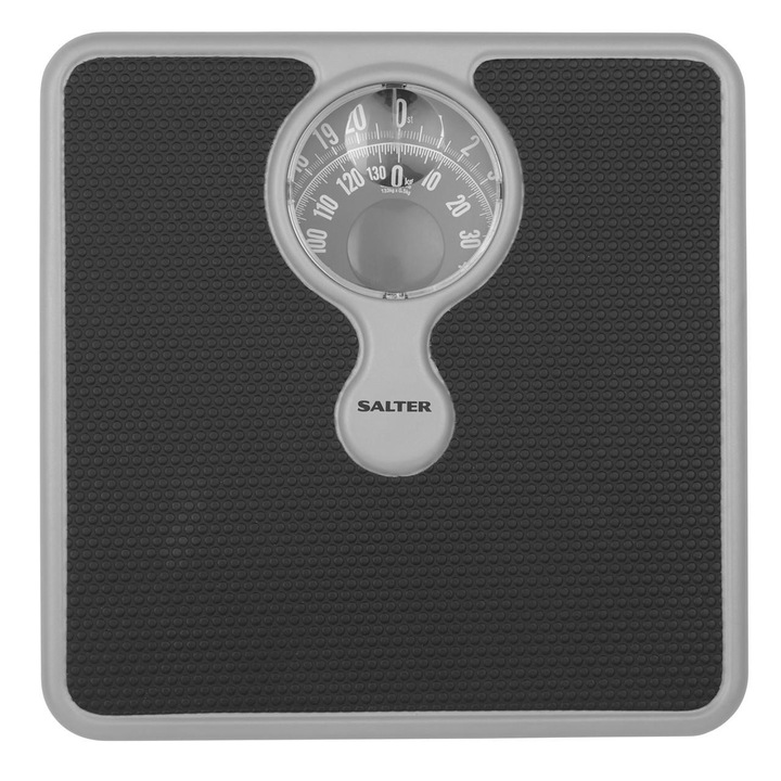 Cantar de baie Salter 484 SBFEU16, lentila marire, platforma antiderapanta, argintiu/negru, 25x5x25cm