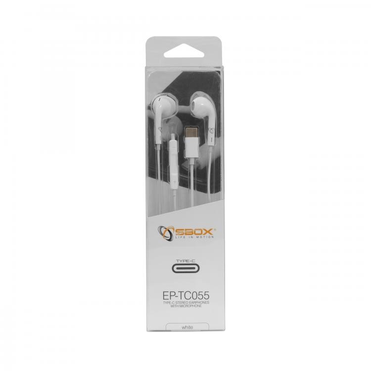 Casti cu fir SBOX EP-TC055W, In-Ear, Microfon, Control Remote, Alb