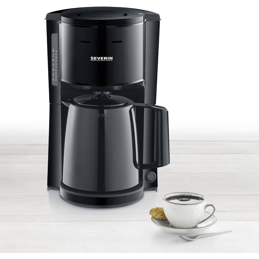 Cafetiera Severin KA 9306, termos, filtru pivotant, negru, 1000W