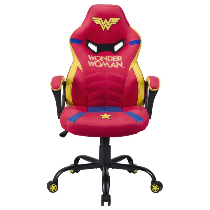 Scaun gaming Subsonic Junior, piele ecologica, ergonomic, inaltime reglabila, Wonder Woman, 64x48x110-120cm