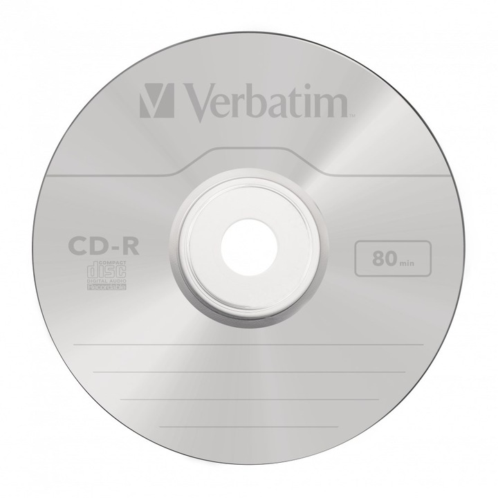 Комплект от 10 музикални CD-та, Verbatim, 700MB, 16X, 80min, Сребрист