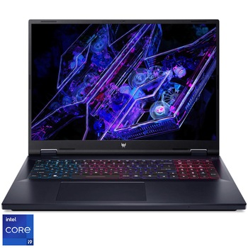 Laptop Gaming Acer Predator Helios Neo 18 PHN18-71-96Z6 cu procesor Intel Core i9-14900HX pana la 5.4GHz, 18'', WQXGA IPS 165Hz, 32GB DDR5 RAM, 1TB PCIe Gen4 SSD, NVIDIA GeForce RTX 4070, No OS, Abyssal Black