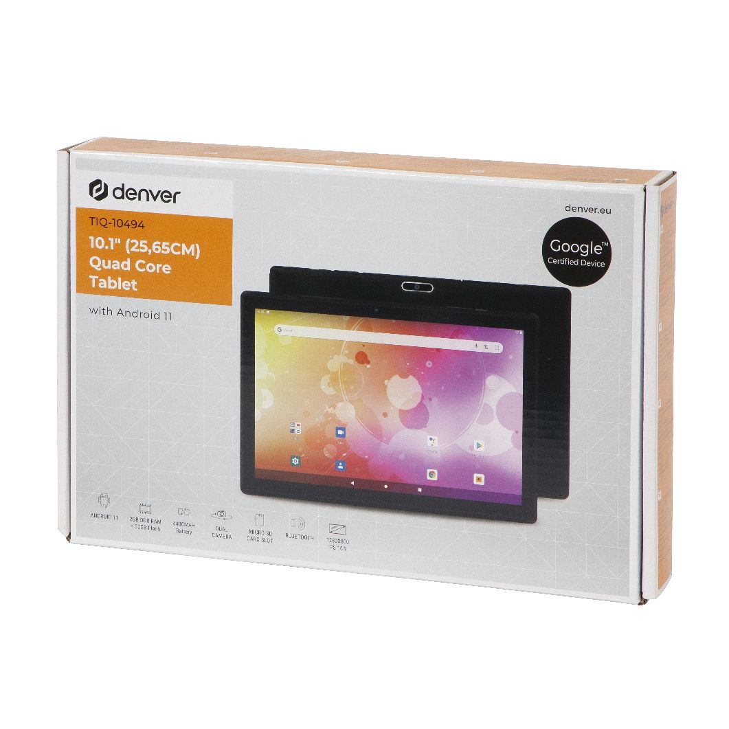 Tableta DENVER TIQ-10494, Quad Core, 32GB, 2GB RAM, Android 11, ecran IPS, negru, 10.1"